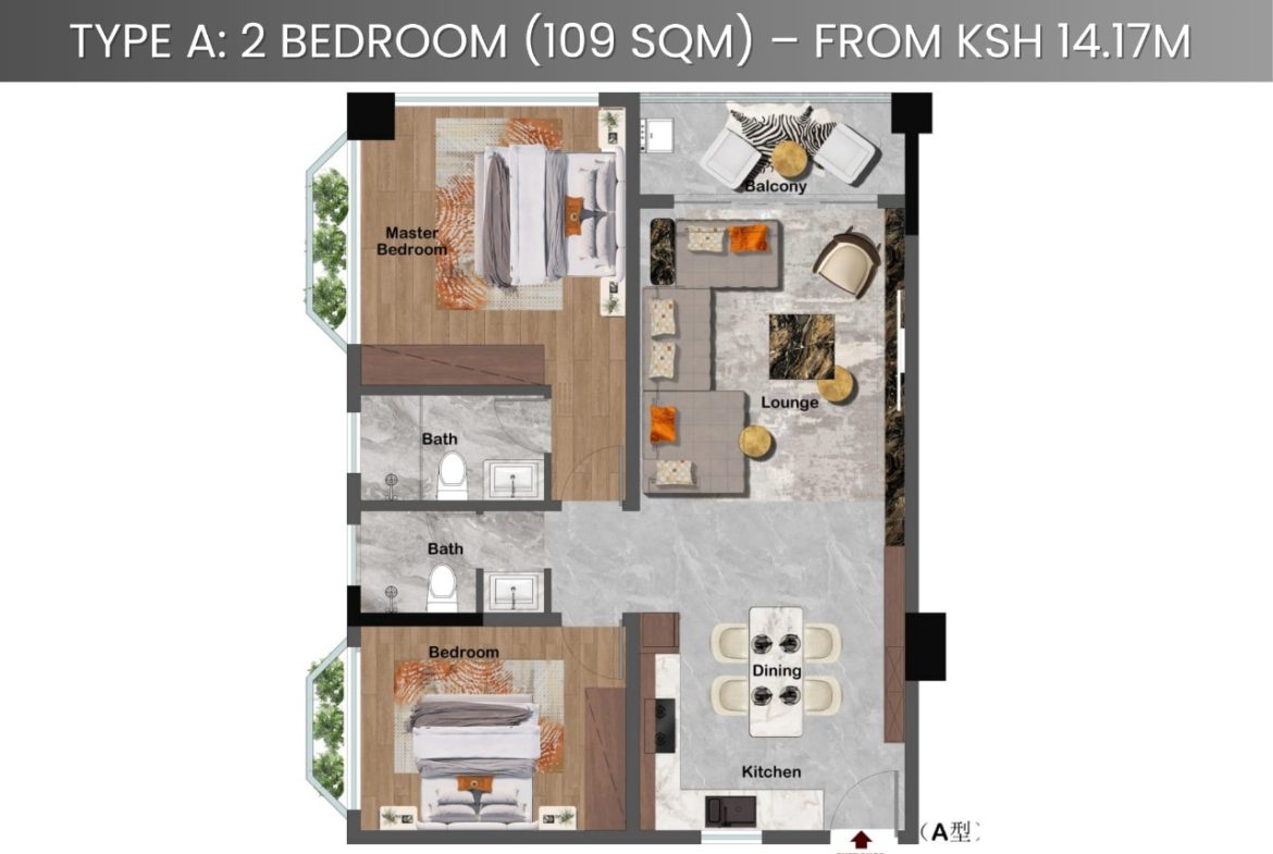 3BR Apartment in Enzi Heights for Rent